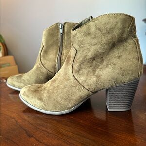 Suede Ankle Boots in Olive Green